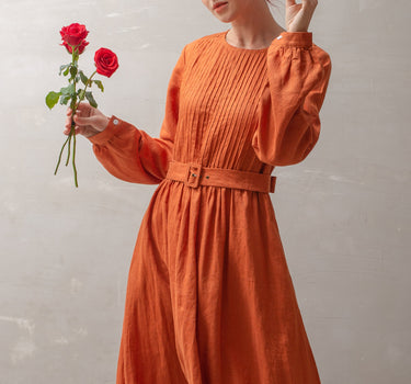 PAPAYA Midi Linen Dress