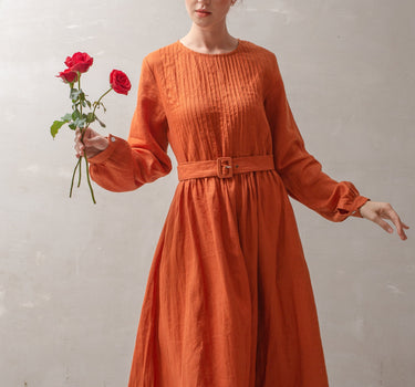 PAPAYA Midi Linen Dress