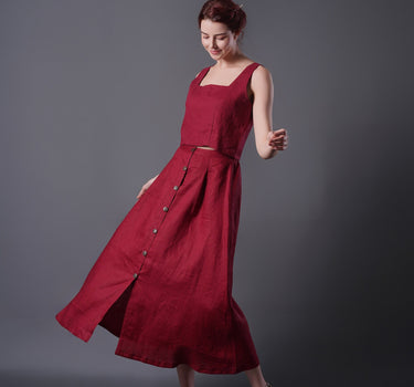 Linen Two Piece Set Skirt and Top