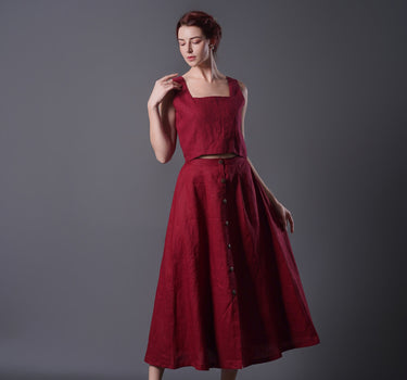 Linen Two Piece Set Skirt and Top