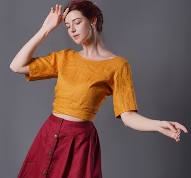 LENA Linen Midi Skirt