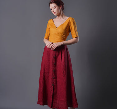 LENA Linen Midi Skirt