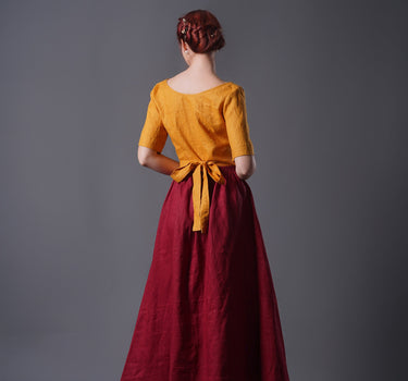 LENA Linen Midi Skirt