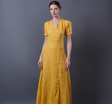 LEMON Linen Wrap Dress