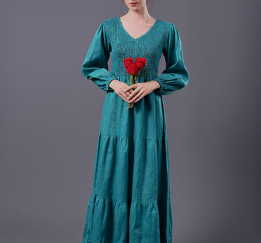 SKY Smocked Linen Dress