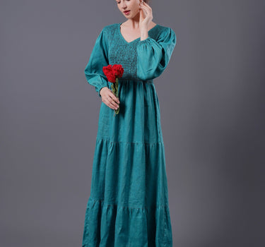 SKY Smocked Linen Dress