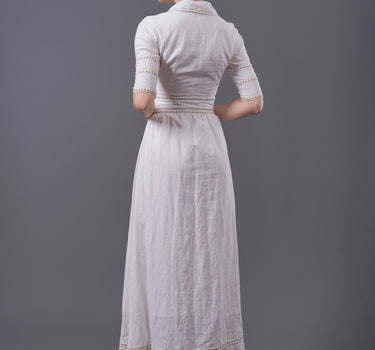 KATE White Linen Dress with Lace