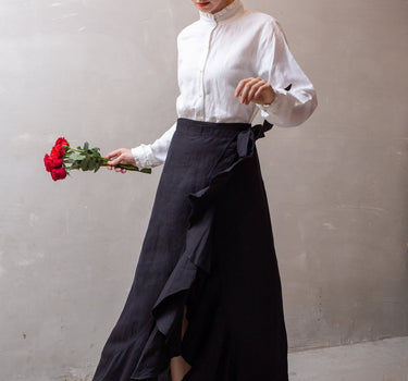 RUFFLE Linen Wrap Skirt
