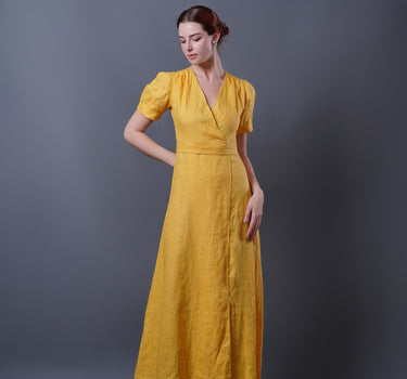 LEMON Linen Wrap Dress