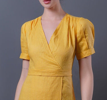 LEMON Linen Wrap Dress