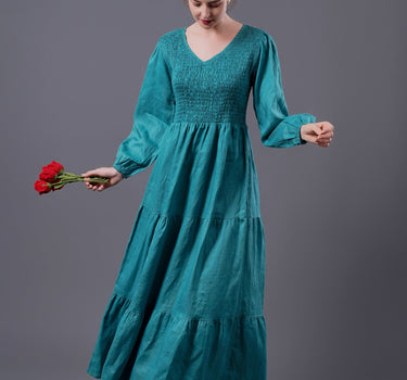 SKY Smocked Linen Dress