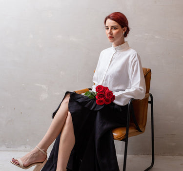 RUFFLE Linen Wrap Skirt