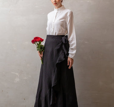 RUFFLE Linen Wrap Skirt