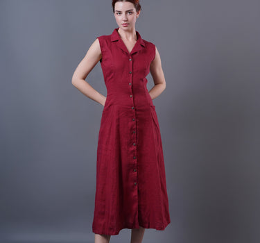 HELEN Button Down Linen Dress