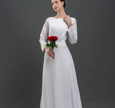 LISBON Modest Linen Wedding Dress