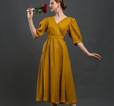MILANO Linen Wrap Dress