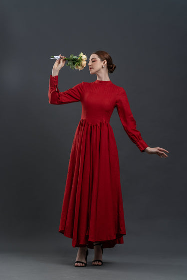 knee length dresses for ladies LUCYCA Cottagecore Linen Dress – RoseAndLinen