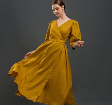 MILANO Linen Wrap Dress