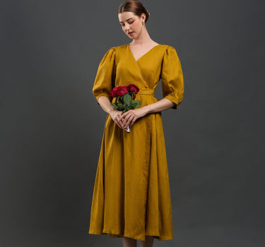 MILANO Linen Wrap Dress