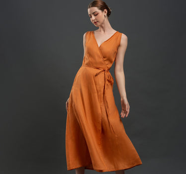 OLIVE Linen Wrap Dress