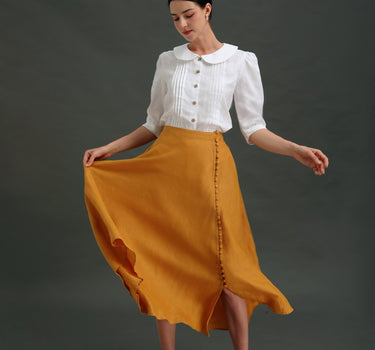 GREEN Linen Maxi Skirt