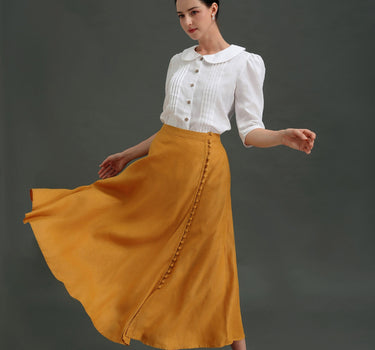 GREEN Linen Maxi Skirt