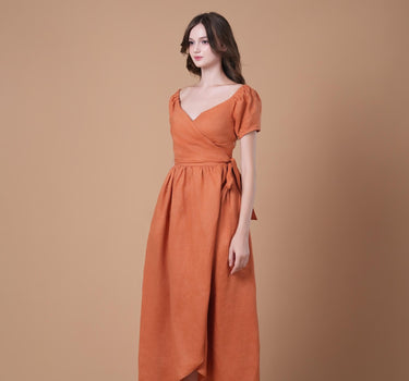 GASCA Linen  Wrap Dress