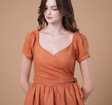 GASCA Linen  Wrap Dress