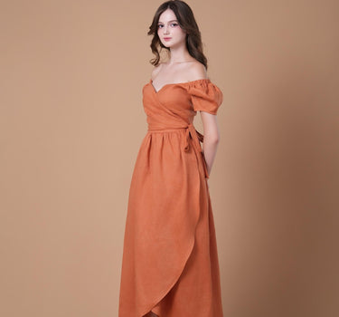 GASCA Linen  Wrap Dress